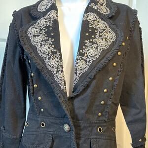 Nicola Berti Women's Black Denim Embroidered/Studded Jacket